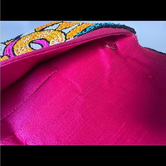 OMG! Pop Art style Beaded Clutch | neon colors | Hand Crafted | fun | kitschy - Picture 4 of 5